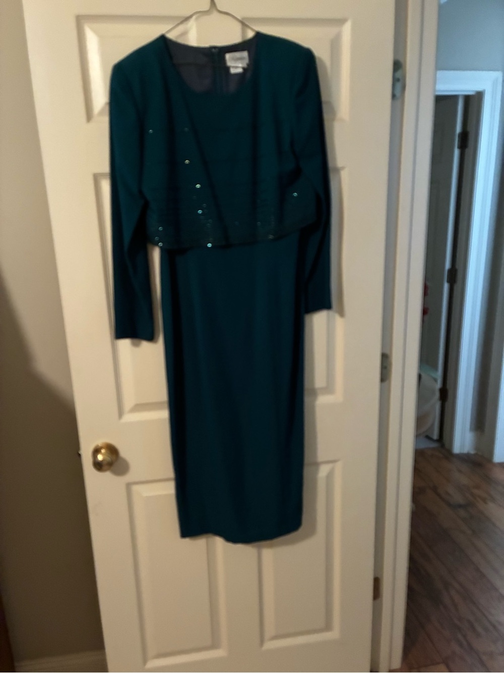Elegant Teal Long Sleeve Layered Dress
